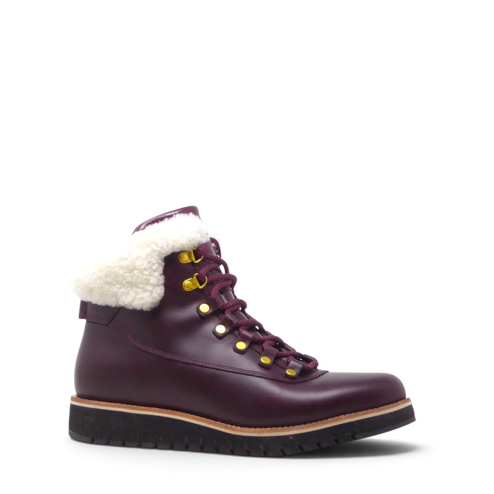 Cole Haan Womens GrandExplore Boots Burgundy Waterproof Shearling Size 9B